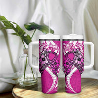 Polynesia Breast Cancer Awareness Tumbler With Handle Think Pink Polynesian Ribbon White Version LT14 - Polynesian Pride