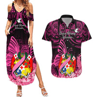 presonalised-tonga-breast-cancer-awareness-couples-matching-summer-maxi-dress-and-hawaiian-shirt-pink-ribbon-brave-strong-warrior-tongan-ngatu-pattern