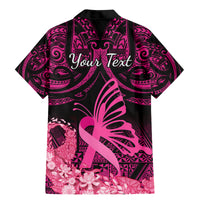 Presonalised Tonga Breast Cancer Awareness Family Matching Mermaid Dress and Hawaiian Shirt Pink Ribbon Brave Strong Warrior Tongan Ngatu Pattern LT14 - Polynesian Pride