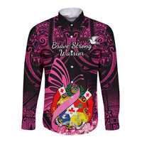 presonalised-tonga-breast-cancer-awareness-long-sleeve-button-shirt-pink-ribbon-brave-strong-warrior-tongan-ngatu-pattern