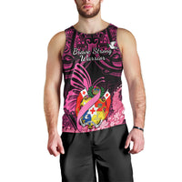 Presonalised Tonga Breast Cancer Awareness Men Tank Top Pink Ribbon Brave Strong Warrior Tongan Ngatu Pattern LT14 - Polynesian Pride