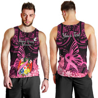 Presonalised Tonga Breast Cancer Awareness Men Tank Top Pink Ribbon Brave Strong Warrior Tongan Ngatu Pattern LT14 - Polynesian Pride