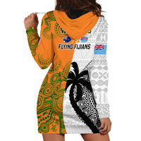 Fiji And Australia Rugby Hoodie Dress 2023 World Cup Aboriginal Mix Tapa Pattern LT14 - Polynesian Pride