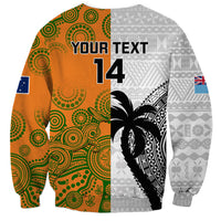 Custom Fiji And Australia Rugby Sweatshirt 2023 World Cup Aboriginal Mix Tapa Pattern LT14 - Polynesian Pride