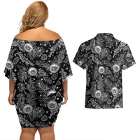 Hawaii Christmas Couples Matching Off Shoulder Short Dress and Hawaiian Shirt Tropical Style With Coat Of Arms LT14 - Polynesian Pride