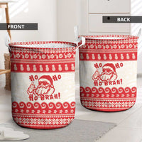 Red Mele Kalikimaka Hawaii Laundry Basket Funny Ho Ho Ho Santa Shaka LT14 - Polynesian Pride
