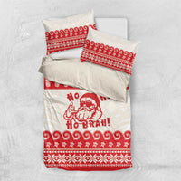 Red Mele Kalikimaka Hawaii Bedding Set Funny Ho Ho Ho Santa Shaka - Polynesian Pride
