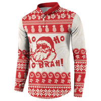 Red Mele Kalikimaka Hawaii Button Sweatshirt Funny Ho Ho Ho Santa Shaka LT14 - Polynesian Pride
