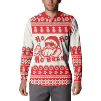 Red Mele Kalikimaka Hawaii Button Sweatshirt Funny Ho Ho Ho Santa Shaka LT14 - Polynesian Pride