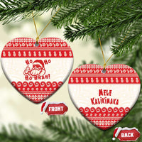 Red Mele Kalikimaka Hawaii Ceramic Ornament Funny Ho Ho Ho Santa Shaka LT14 Heart Red - Polynesian Pride