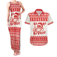 Red Mele Kalikimaka Hawaii Couples Matching Tank Maxi Dress and Hawaiian Shirt Funny Ho Ho Ho Santa Shaka - Polynesian Pride
