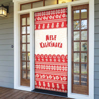 Red Mele Kalikimaka Hawaii Door Cover Funny Ho Ho Ho Santa Shaka - Polynesian Pride