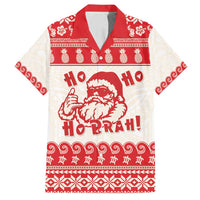 Red Mele Kalikimaka Hawaii Family Matching Long Sleeve Bodycon Dress and Hawaiian Shirt Funny Ho Ho Ho Santa Shaka - Polynesian Pride