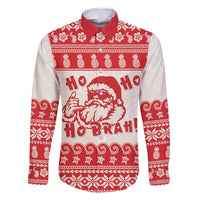 Red Mele Kalikimaka Hawaii Family Matching Long Sleeve Bodycon Dress and Hawaiian Shirt Funny Ho Ho Ho Santa Shaka - Polynesian Pride