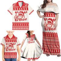 Red Mele Kalikimaka Hawaii Family Matching Off Shoulder Maxi Dress and Hawaiian Shirt Funny Ho Ho Ho Santa Shaka - Polynesian Pride