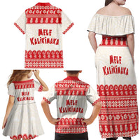 Red Mele Kalikimaka Hawaii Family Matching Off Shoulder Maxi Dress and Hawaiian Shirt Funny Ho Ho Ho Santa Shaka - Polynesian Pride