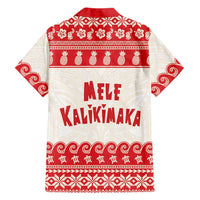 Red Mele Kalikimaka Hawaii Family Matching Off Shoulder Maxi Dress and Hawaiian Shirt Funny Ho Ho Ho Santa Shaka - Polynesian Pride