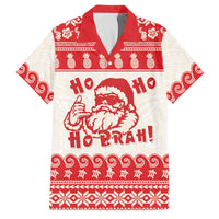Red Mele Kalikimaka Hawaii Family Matching Off Shoulder Short Dress and Hawaiian Shirt Funny Ho Ho Ho Santa Shaka - Polynesian Pride