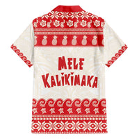 Red Mele Kalikimaka Hawaii Family Matching Off Shoulder Short Dress and Hawaiian Shirt Funny Ho Ho Ho Santa Shaka - Polynesian Pride