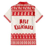 Red Mele Kalikimaka Hawaii Family Matching Short Sleeve Bodycon Dress and Hawaiian Shirt Funny Ho Ho Ho Santa Shaka - Polynesian Pride