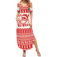 Red Mele Kalikimaka Hawaii Family Matching Summer Maxi Dress and Hawaiian Shirt Funny Ho Ho Ho Santa Shaka - Polynesian Pride