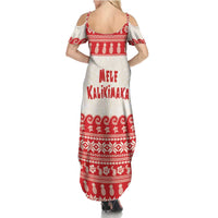 Red Mele Kalikimaka Hawaii Family Matching Summer Maxi Dress and Hawaiian Shirt Funny Ho Ho Ho Santa Shaka - Polynesian Pride