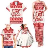 Red Mele Kalikimaka Hawaii Family Matching Tank Maxi Dress and Hawaiian Shirt Funny Ho Ho Ho Santa Shaka - Polynesian Pride