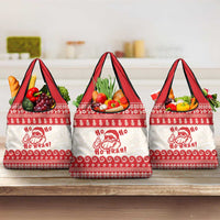Red Mele Kalikimaka Hawaii Grocery Bag Funny Ho Ho Ho Santa Shaka LT14 3-pack One Size Red - Polynesian Pride