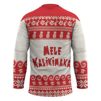 Red Mele Kalikimaka Hawaii Hockey Jersey Funny Ho Ho Ho Santa Shaka - Polynesian Pride