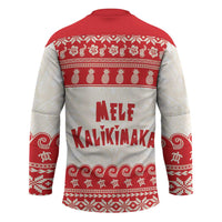 Red Mele Kalikimaka Hawaii Hockey Jersey Funny Ho Ho Ho Santa Shaka LT14 - Polynesian Pride