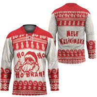 Red Mele Kalikimaka Hawaii Hockey Jersey Funny Ho Ho Ho Santa Shaka LT14 - Polynesian Pride
