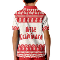 Red Mele Kalikimaka Hawaii Kid Polo Shirt Funny Ho Ho Ho Santa Shaka LT14 - Polynesian Pride