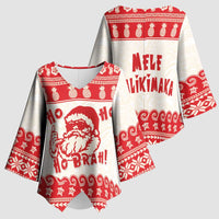 Red Mele Kalikimaka Hawaii Kimono Sleeve Blouse Funny Ho Ho Ho Santa Shaka LT14 - Polynesian Pride