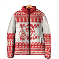 Red Mele Kalikimaka Hawaii Padded Jacket Funny Ho Ho Ho Santa Shaka LT14 - Polynesian Pride