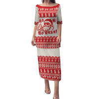 Red Mele Kalikimaka Hawaii Puletasi Funny Ho Ho Ho Santa Shaka LT14 Long Dress Red - Polynesian Pride