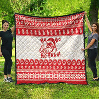Red Mele Kalikimaka Hawaii Quilt Funny Ho Ho Ho Santa Shaka - Polynesian Pride