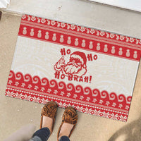 Red Mele Kalikimaka Hawaii Rubber Doormat Funny Ho Ho Ho Santa Shaka LT14 - Polynesian Pride