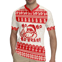 Red Mele Kalikimaka Hawaii Rugby Jersey Funny Ho Ho Ho Santa Shaka LT14 - Polynesian Pride