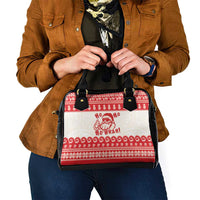 Red Mele Kalikimaka Hawaii Shoulder Handbag Funny Ho Ho Ho Santa Shaka LT14 - Polynesian Pride