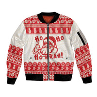 Red Mele Kalikimaka Hawaii Sleeve Zip Bomber Jacket Funny Ho Ho Ho Santa Shaka LT14 Unisex Red - Polynesian Pride