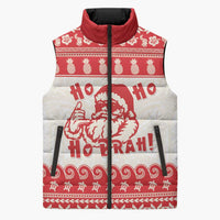 Red Mele Kalikimaka Hawaii Sleeveless Puffer Jacket Funny Ho Ho Ho Santa Shaka LT14 Unisex Red - Polynesian Pride