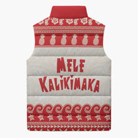 Red Mele Kalikimaka Hawaii Sleeveless Puffer Jacket Funny Ho Ho Ho Santa Shaka LT14 - Polynesian Pride