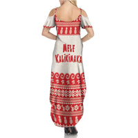 Red Mele Kalikimaka Hawaii Summer Maxi Dress Funny Ho Ho Ho Santa Shaka - Polynesian Pride