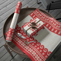 Red Mele Kalikimaka Hawaii Wrapping Paper Funny Ho Ho Ho Santa Shaka LT14 - Polynesian Pride