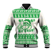 Green Mele Kalikimaka Hawaii Baseball Jacket Funny Ho Ho Ho Santa Shaka LT14 Unisex Green - Polynesian Pride