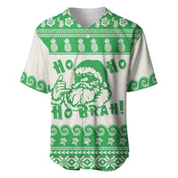 Green Mele Kalikimaka Hawaii Baseball Jersey Funny Ho Ho Ho Santa Shaka LT14 Green - Polynesian Pride