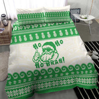 Green Mele Kalikimaka Hawaii Bedding Set Funny Ho Ho Ho Santa Shaka - Polynesian Pride