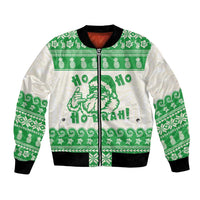 Green Mele Kalikimaka Hawaii Bomber Jacket Funny Ho Ho Ho Santa Shaka LT14 Unisex Green - Polynesian Pride