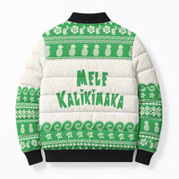 Green Mele Kalikimaka Hawaii Bomber Puffer Jacket Funny Ho Ho Ho Santa Shaka LT14 - Polynesian Pride