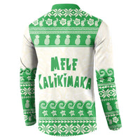 Green Mele Kalikimaka Hawaii Button Sweatshirt Funny Ho Ho Ho Santa Shaka LT14 - Polynesian Pride
